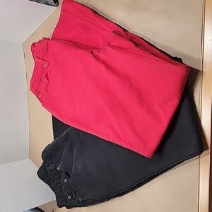 Jeanology, 2 Pair Size 14T, 1 Red, 1 Black Jeans, Excellent Used Condition.